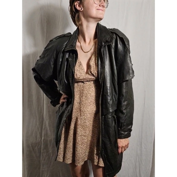 Vintage Leather Trench Coat - Picture 1 of 12